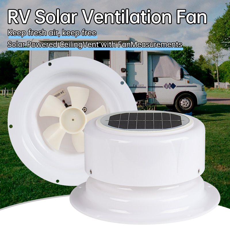Solarventilator für Wohnmobile | Solarbetriebene Deckenventilator mit Ventilator | Für Wohnmobile, Marine, Wohnmobile, Schuppen, Anhänger (weiß)