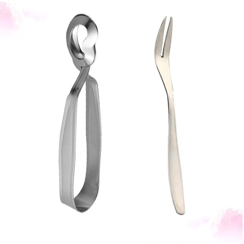 2 st snigeltång och gaffel rostfritt stål hållbara redskap escargot gaffel snigeltång servis set snigelklämma för hemrestaurang