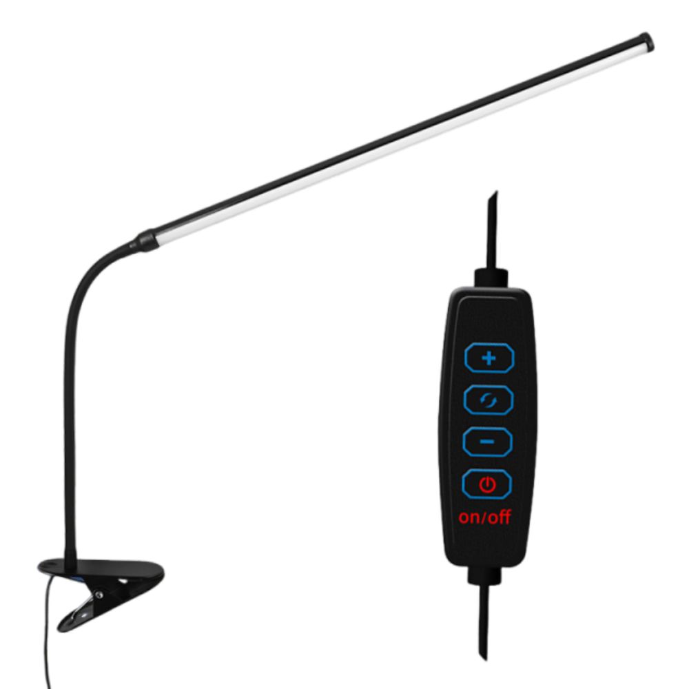Augenpflegende LED-Schreibtischlampe zum Aufstecken, 3-Modus-Farben, lange Arme, Lese- und Arbeitszimmerleuchte, flexibel, einstellbare Helligkeit, Nagelkunstlampe