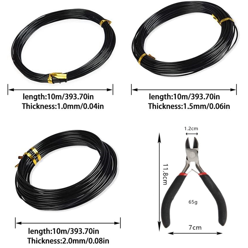 Bonsai Wire, Tree Training Wire, Bonsai Aluminium Wire with Wire Cutter, Bonsai Tool for Tree Training and Crafts DIY