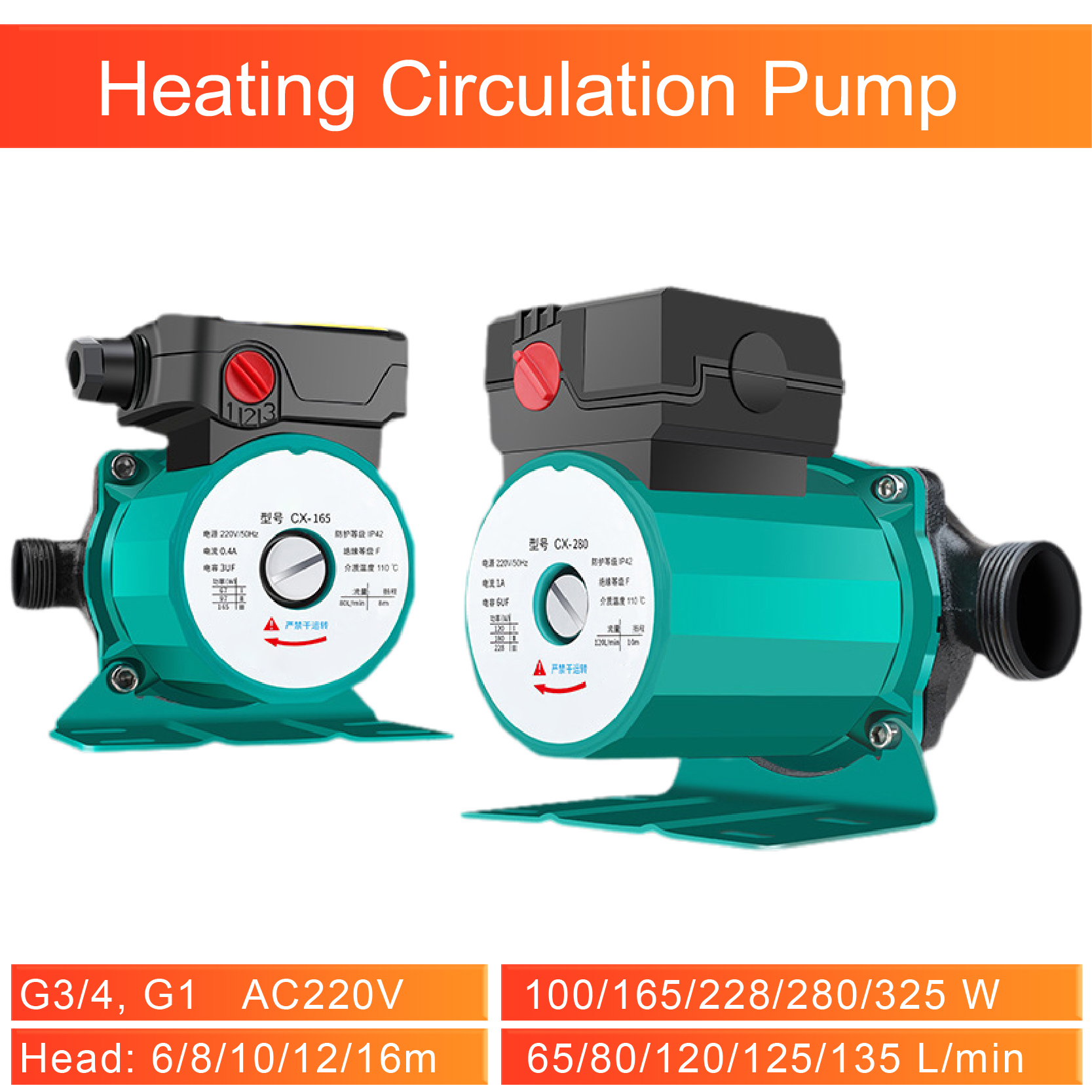 220v säädettävänopeuksinen lämmityspumppu 100-325w 3/4 " 1 " lämminvesivaraajan kiertovesipumppu lattialämmitykseen märkämoottoripumppu