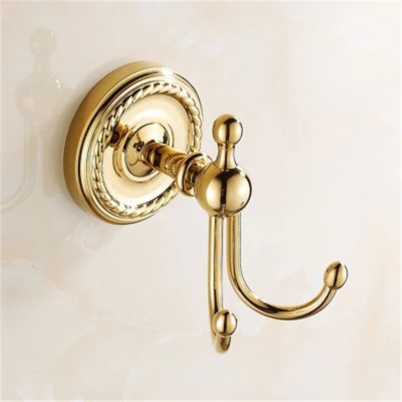 Robe Hooks golden/Antique Brass Coat Hook Clothes Towel Hangers Storage Door Hook Wall Bathroom Accessories Black Bath Rack