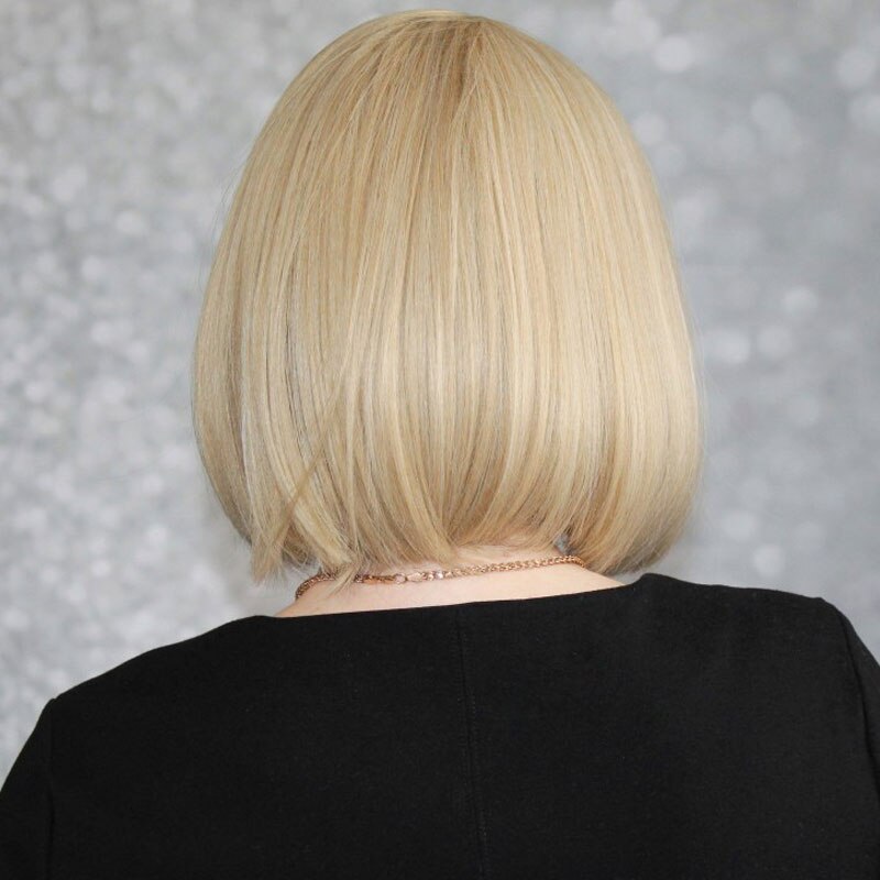 Cosycode Blonde Bob Pruik 12 ''Pruik Met Pony Korte Cosplay Pruiken Voor Vrouwen Synthetische Hittebestendige Volledige Pruik