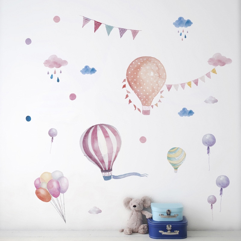 Cartoon Ballon Air Balloon Muursticker Voor Baby Kamers Decoraties Thuis Behang Nursery Mural Kinderkamer Stickers