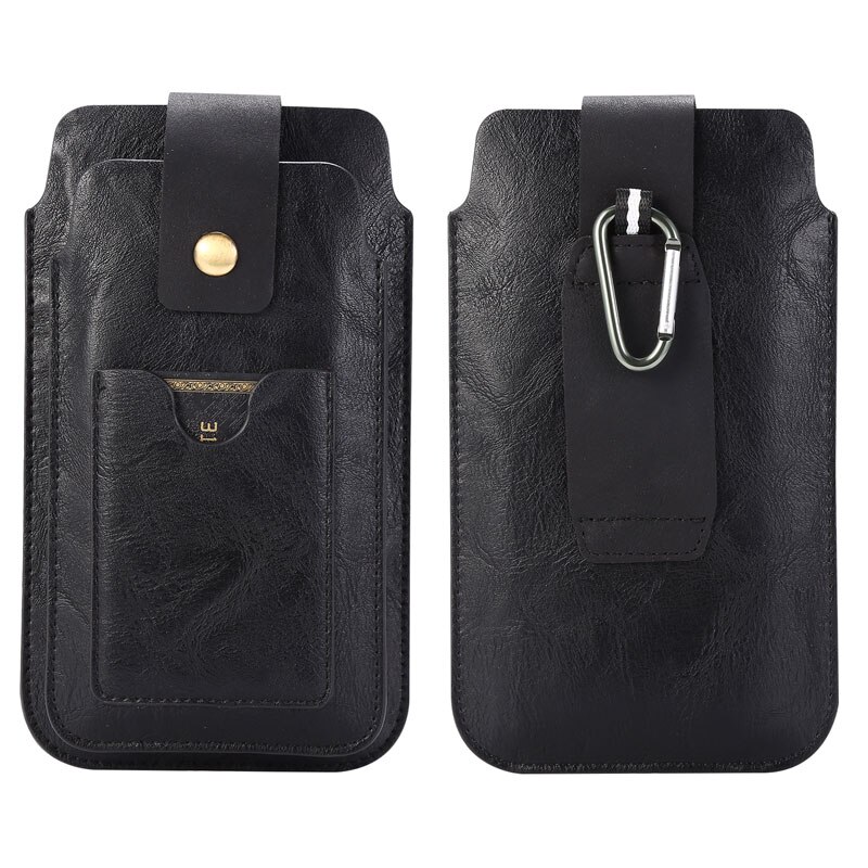 Chezvous telefone saco cinto clipe caso para iphone11 11pro x xr xs max 8 7 6 mais magro bolsa de couro dupla 4.7-6.4 com suporte de cartão: A 5.5-4.7inch / Black