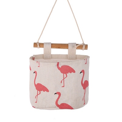 Pattern Cotton Linen Hanging Storage Bag Wall Mounted Wardrobe Hang Bag Wall Pouch Cosmetic Toys Organizer: C 4