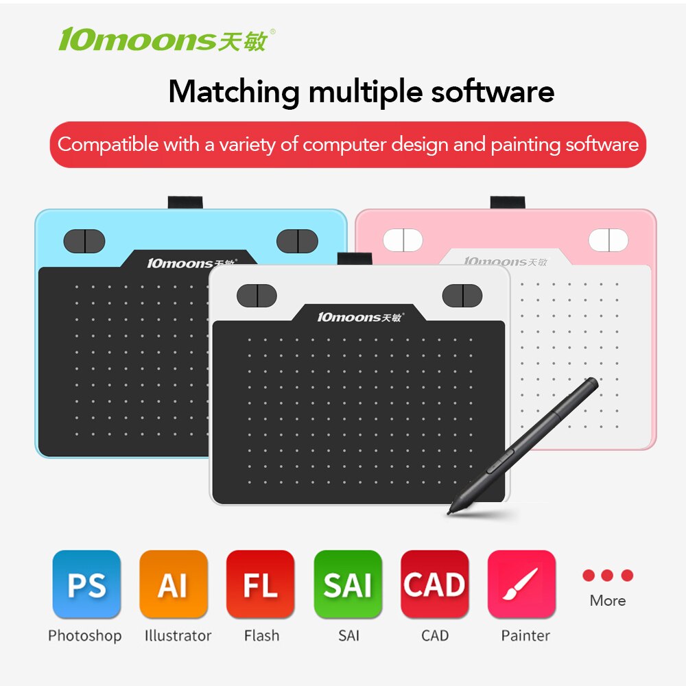 10moons T503 Graphics Tablet Electronic Writing Pad/Board Drawing Tablet with Stylus for Laptop/Android/PC Graphic Tablet