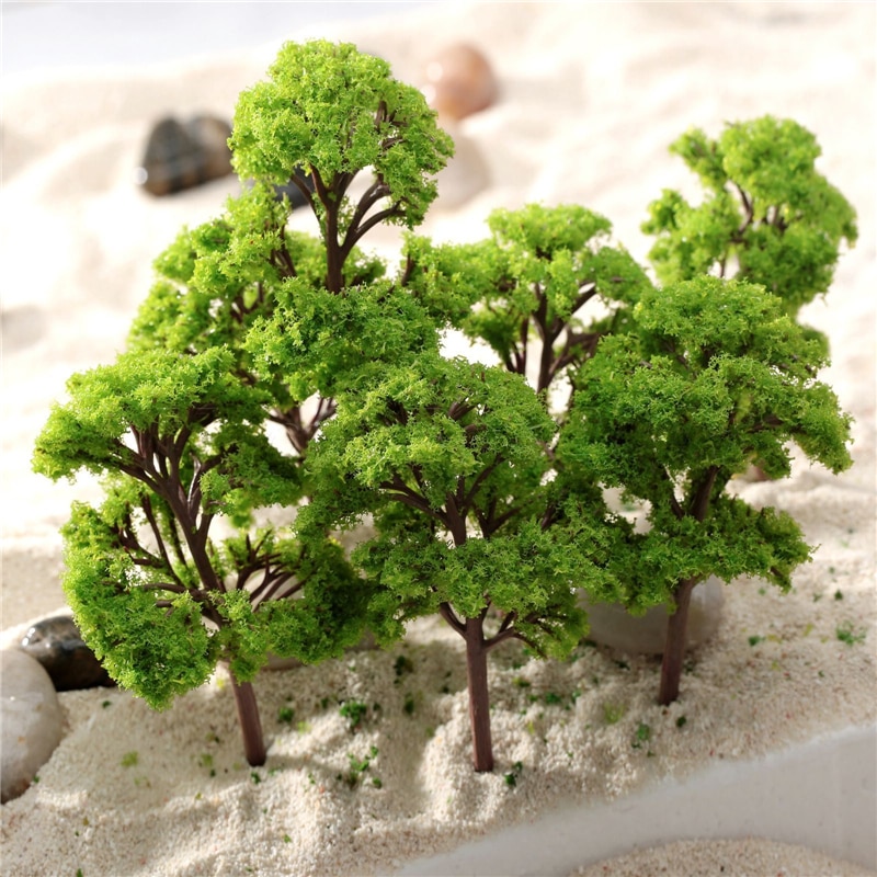 10pcs 9cm HO OO Scale Model Trees Train Railroad Layout Diorama Wargame Scenery