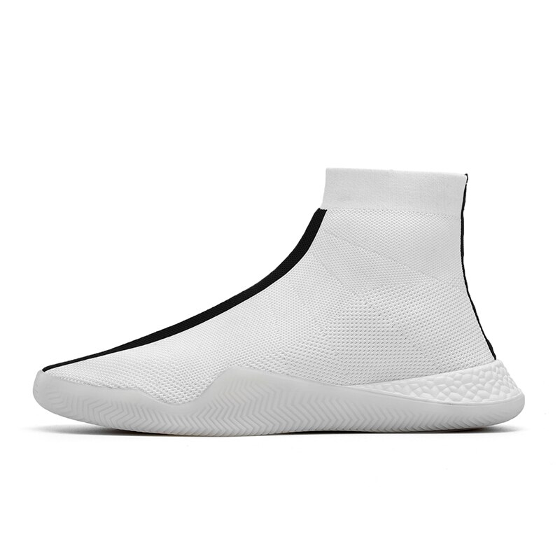 Mode Hoge Top Casual Schoenen Voor Mannen Ademende Flats Mannen Sneakers Elasticiteit Mannen Sok Schoenen Wandelschoenen tenis masculino: white K9 / 8