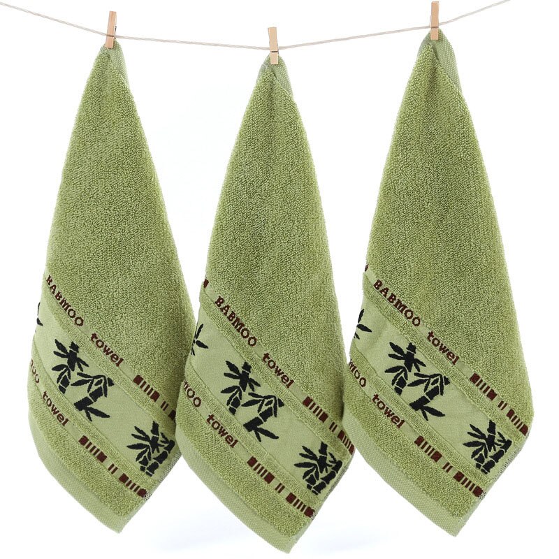 Toalla para lavarse la cara, Toalla de baño suave con pequeños cuadrados, toalla de algodón absorbente para secar el pelo, Baberos de fibra de bambú con patrón de bambú No se destiñe: Green
