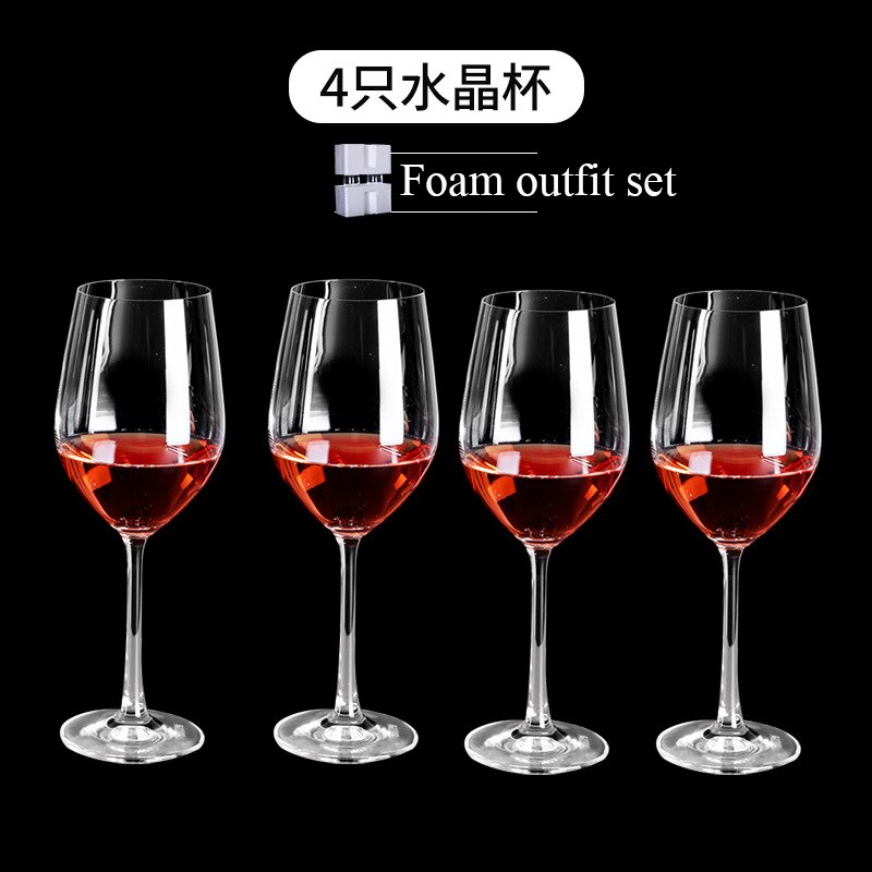 1500ML Red Wine Crystal Glass Set Box Goblet Wine Set Bordeaux Red Wine Glass Decanter Set High-end Drinking Utensils: 4 Cups