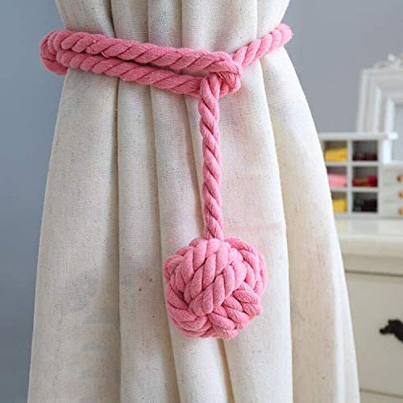 Katoenen Gordijnbanden Balvorm Terugloopsper Cortinas Houders Vorhang Tiebacks Gebreide Handgemaakte Touwen Clips Outdoor Home Decoraties: plum / 30-35cm