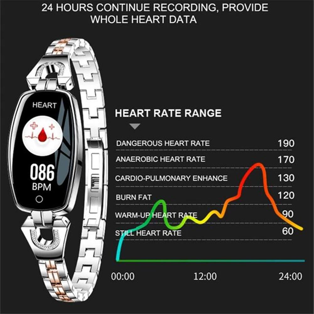 H8 Smart Bracelet Watch Women Lady Blood Pressure Band Heart Rate Monitor Fitness Tracker Wristband IP67 Waterproof Smartwatches