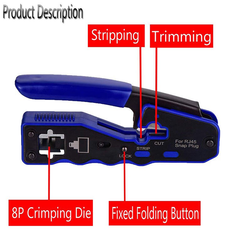 RJ45 Crimp Tool Passeren Cutter Cat6 Cat5 Cat5e 8P... – Vicedeal
