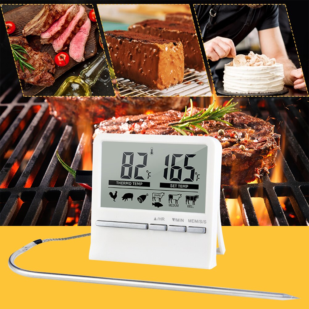 Multi-function Digital Oven Thermometers Wireless Food Cooking Baking Timer BBQ Meat LCD Barbecue Grill Probe Thermometer