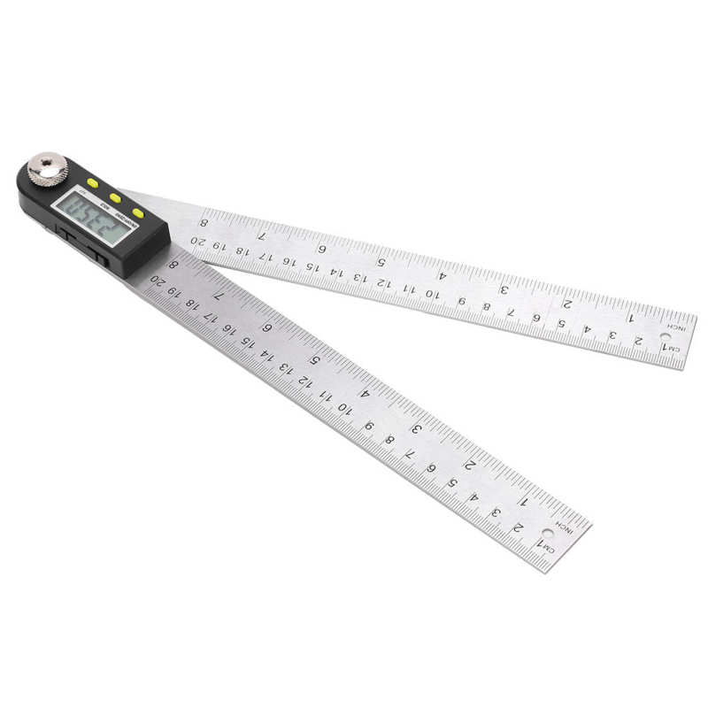 Electronic Protractor Linear Scale Digital Angle Finder LED Display Stainless Steel Imperial 360° Measurer 200mm Level