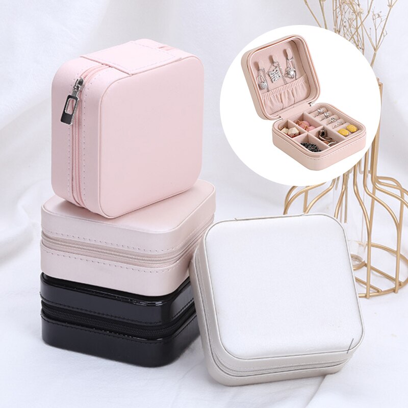 Universal Jewelry Organizer Display Travel Jewelry Case Boxes Portable Earring Necklaces Box Leather Storage Zipper Jewelers