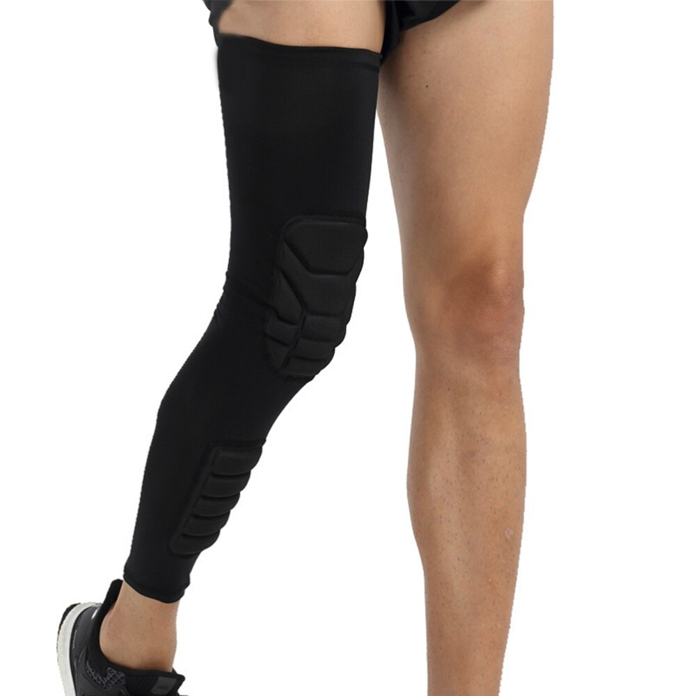 Einzigen Absturz Absorbieren Knie Unterstützung Lange Hülse Knie Pads Erwachsene Sport Bein befestigen Schutz für Basketball FußBall Wandern: schwarz