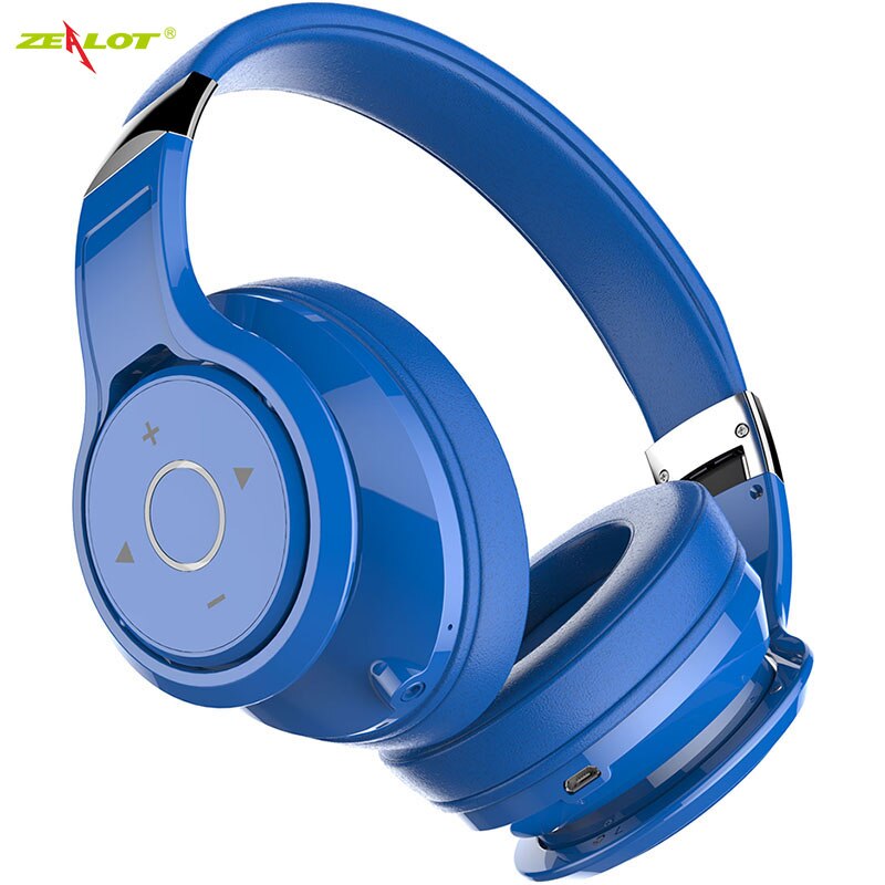 ZEALOT B22 Wireless Headphones - Bluetooth 5.0 Stereo Bass Earphones with Mic - 40mm Drivers, 85dB, Waterproof: Blue-ZEALOT B22