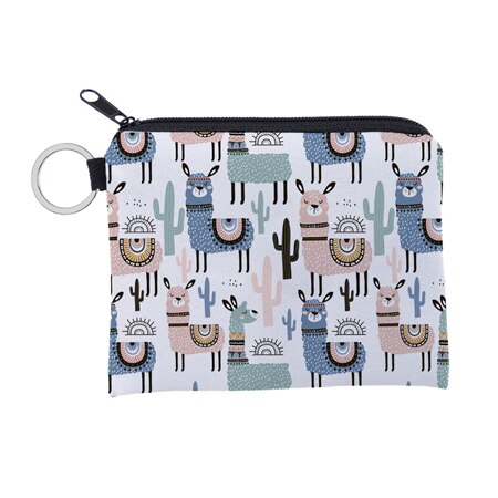 Jomtokoy alpaca udskrivning vandtæt pung kort nøglepose lille lynlås mønt pung kortholder mini firkantet tegnebog: Lqb 3012