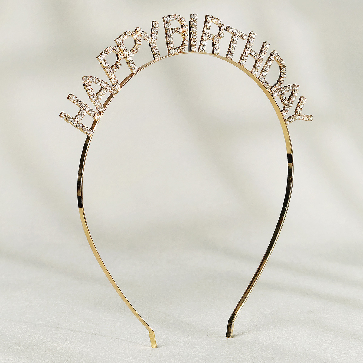 Diadema de feliz cumpleaños con letras en inglés y diamantes de imitación brillantes para mujer, Material de aleación de Zinc, joyería de , accesorio Popular para el cabello