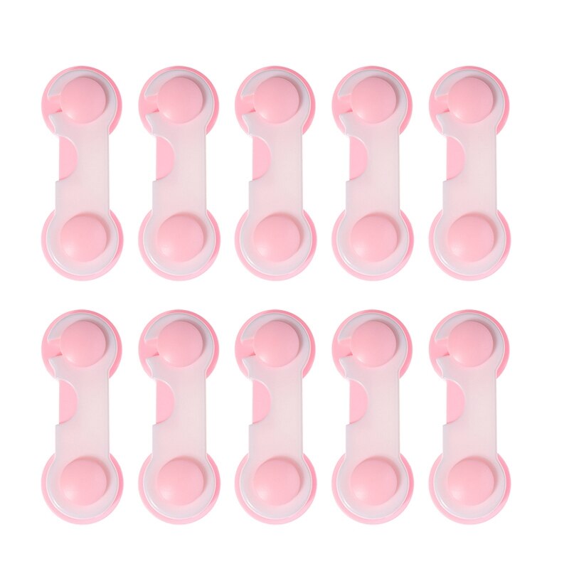 10 stk 1 sett baby skuffelås barn barn dørskuffer garderobeskap sikkerhetspleie beskytt plastlås rosa blå deksel: Rosa