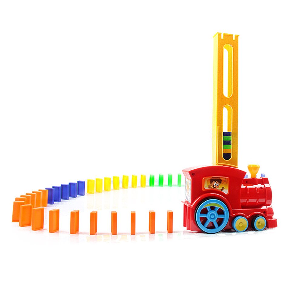 Domino tog bil model legetøj automatisk opretter farverige domino blokke spil med belastning pædagogisk legetøj: Rød front