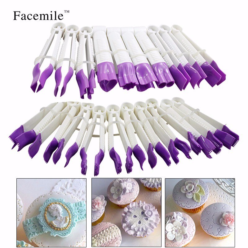 20 st/set socker hantverkstårta dekorera fondant crimper verktyg set bakfondant tårta verktyg form