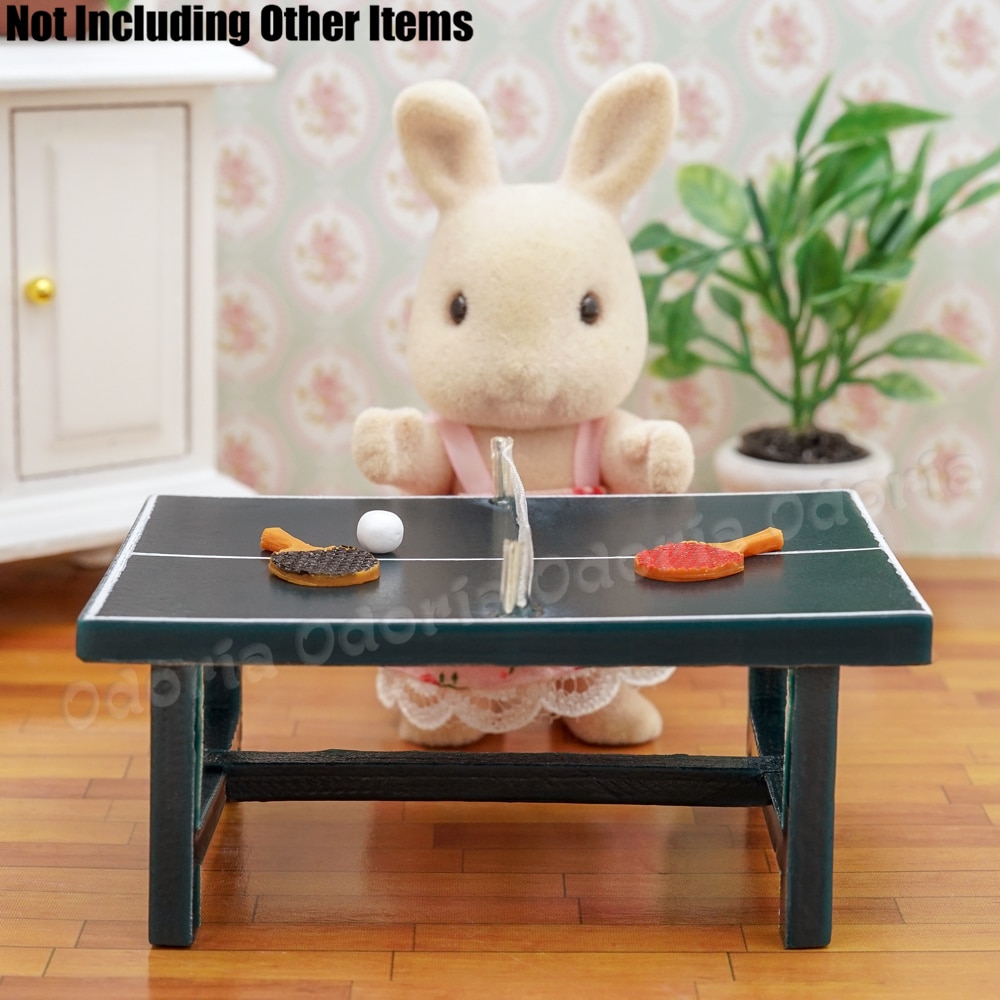 Odoria 1:24 Miniatuur Ping Pong Tafel Met Peddels En Ballen Poppenhuis Decoratie Accessoires