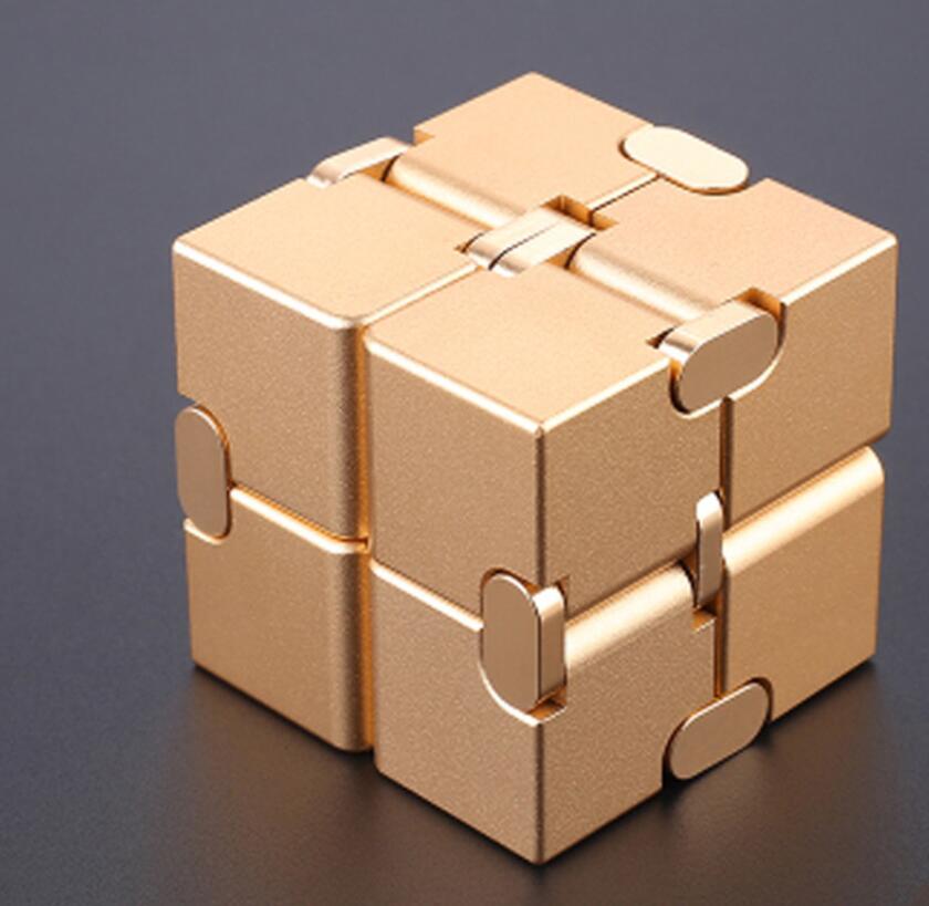 Stress Relief Toy Premium Metal Infinity Cube Portable Decompresses Relax Toys for Children Adults: Gold