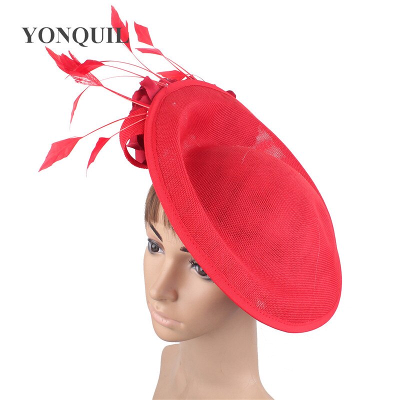 Derby Kenducky-tocados grandes para mujer, tocado rojo, marfil, negro, flores para boda, , novia, casada: Rojo