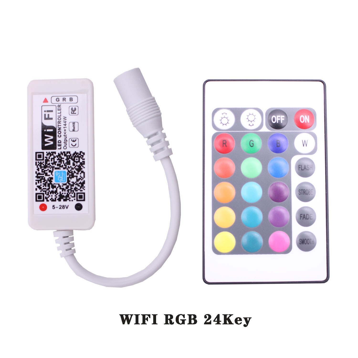 Wifi RGB/RGBW LED Controller Mini DC12V Met RF IR 24Key Afstandsbediening Voor RGB/RGBW LED Strip 5050 3528 RGB RGBW Lichten: 24key WIFI  RGB