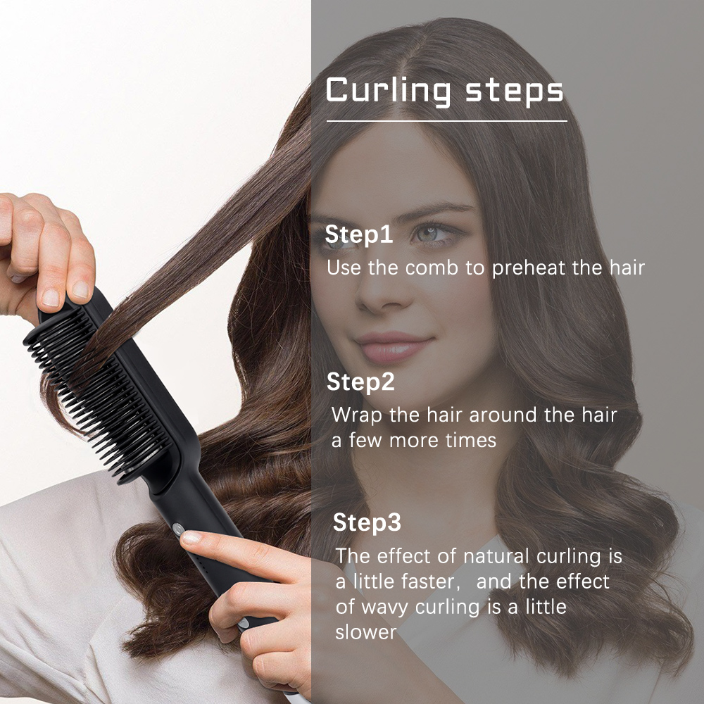 Hair Straightener Curler 2 In 1 Ceramics Curling Iron with 5 Gears Adjustable Temp Fast Heat Up Hair Curler Styling