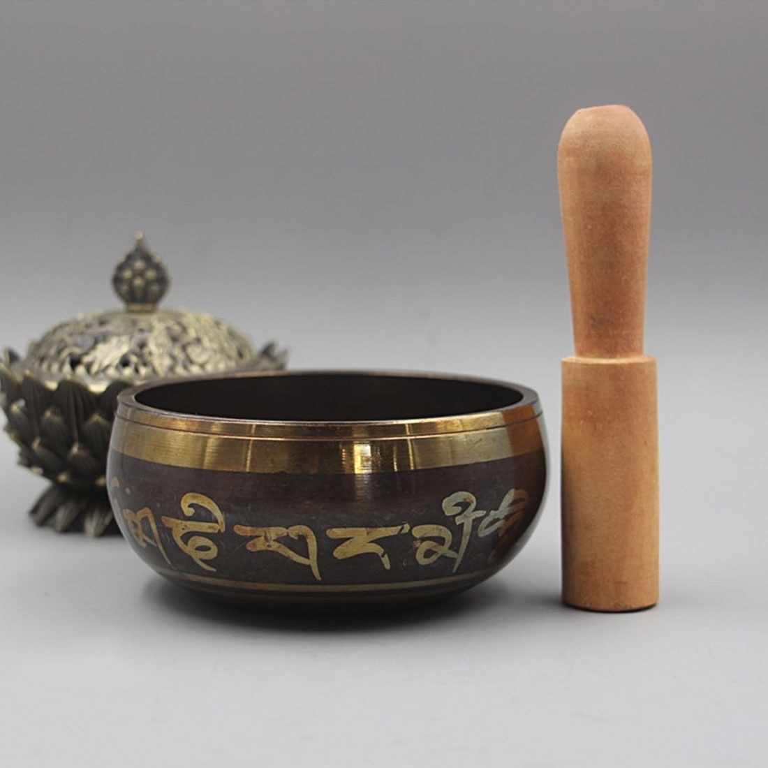 Cuenco Budista tibetano para cantar cuenco tibetano, juego de cuencos para meditación, tazón Budista para terapia de sonido, Mantra Mindfulness