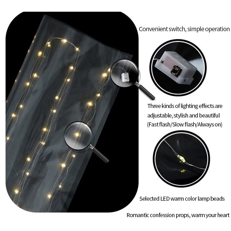 WaterProof Luminous Paper Transparent Fantasy Flower Wrapping LEDLight Glowing Florist Bouquet Package Wedding Party Supplies