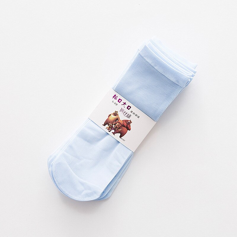 Kinderen Sokken Zomer Dunne Snoep Kleur Kousen Jongens En Meisjes Pure Kleur Staal Kousen Baby Kinderen Midden Buis Kousen: Blue summer socks