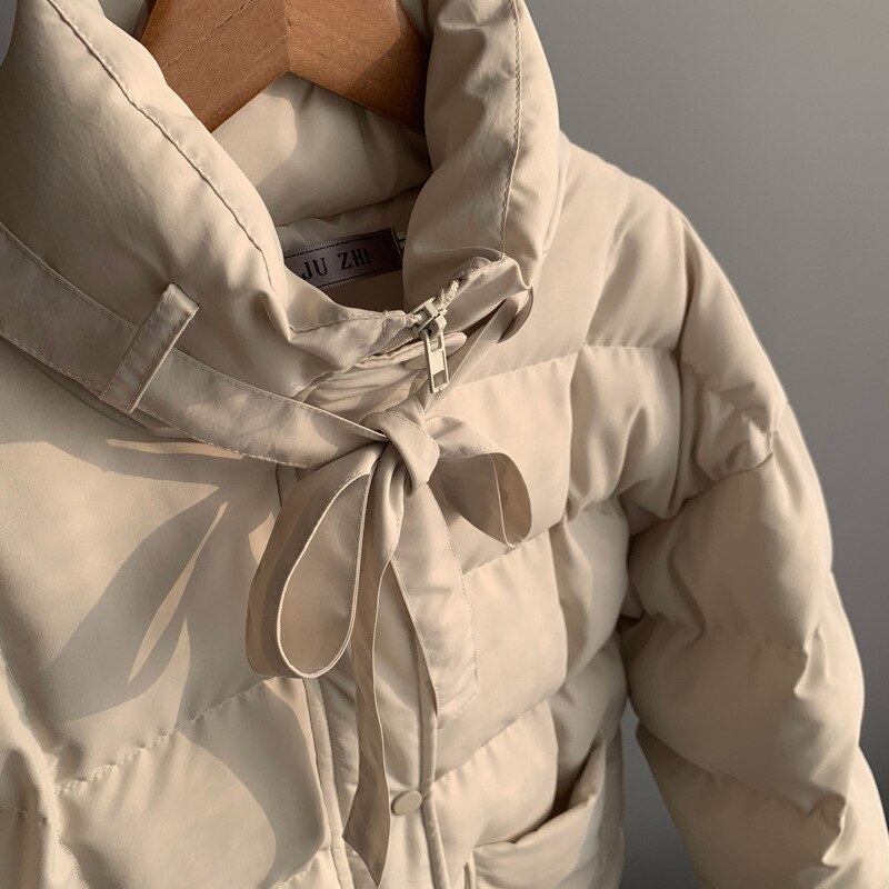 Chaqueta de invierno, abrigo para mujer, estilo coreano , chaquetas acolchadas y acolchadas, Parkas informales Beige para mujer, ropa de otoño negra para mujer