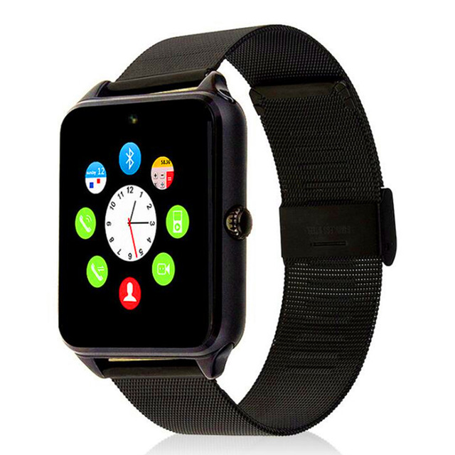 montre intelligente GT08 Plus métal horloge soutien Sim TF carte fente Message poussoir Bluetooth connectivité Android IOS téléphone Smartwatch: Black