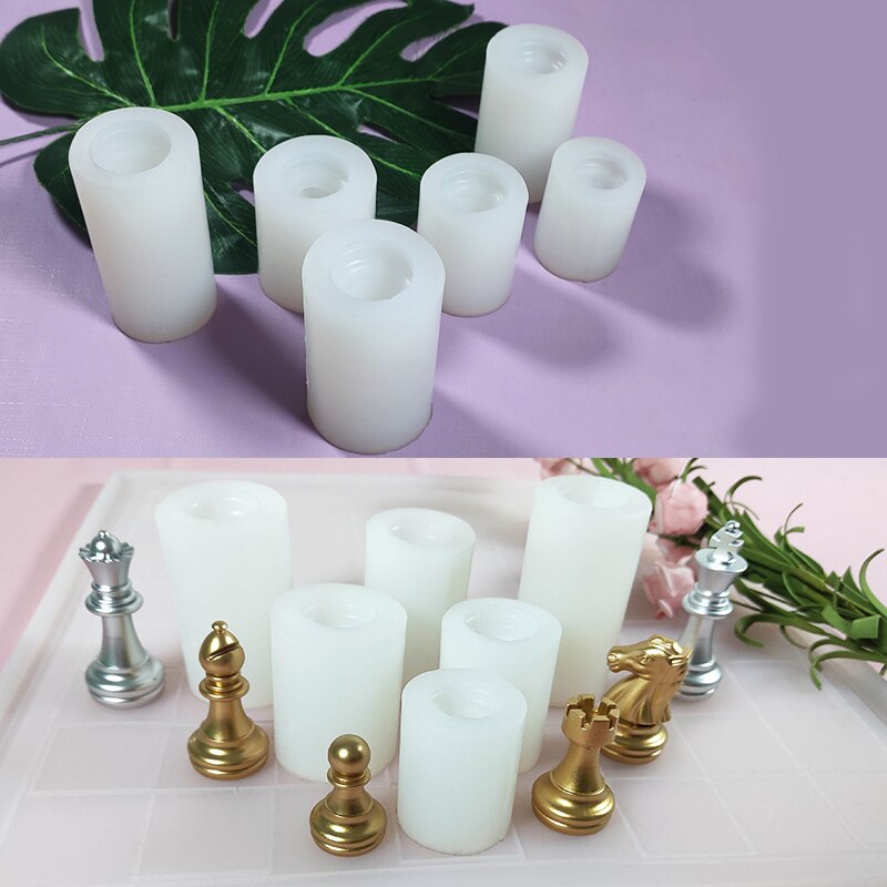 6 Types Silicone Cake Mold International Chess Fondant King Queen Bishop Knight Pawn Resin Mould Polymer Clay Pan Baking Tools