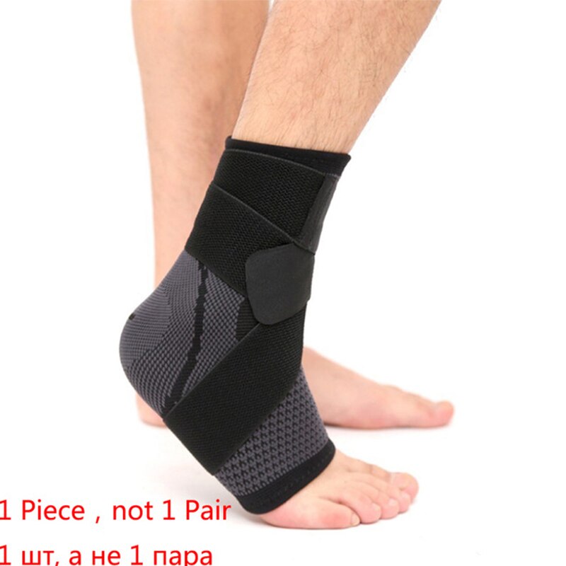 1 pc træningsankelbøjler kompressionsrem ærmer understøtter 3d vævede elastiske bandage fodtræning beskyttelsesudstyr gym fitness: Sort