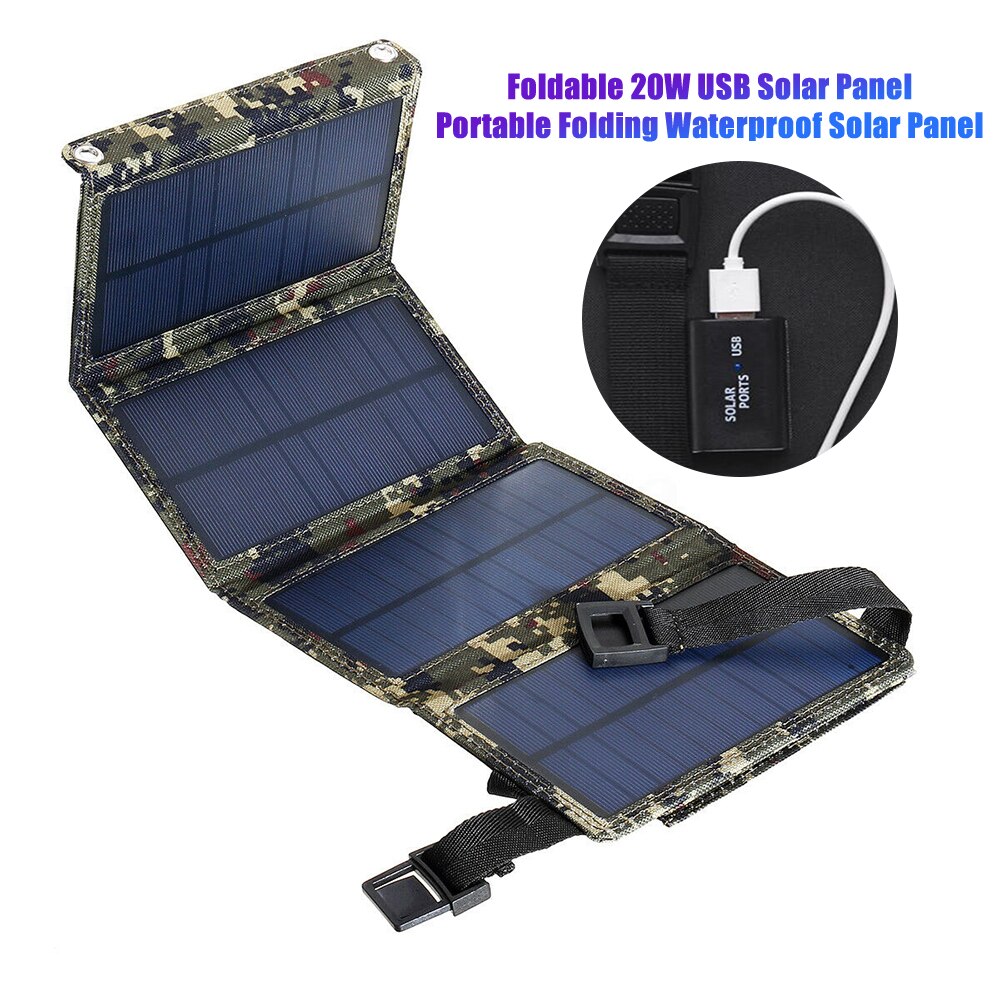 Foldable 20W USB Solar Panel Portable Folding Waterproof Solar Panel Charger Mobile Power Battery Charger