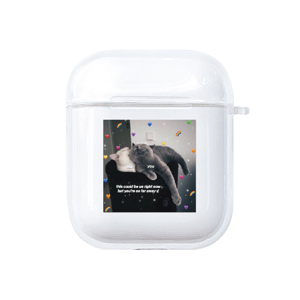 Silicone MEMES case for Apple Airpods 1 2 Case Transparent Soft Cover for Air Pod Dogs meme Case protective Airpods Cover Fundas: PS101013