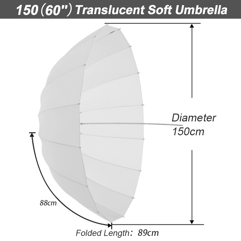 Jinbei 100/150Cm 40 &#39;&#39;/60&#39;&#39; Doorschijnende Zachte Paraplu Witte Diffuser Fotografie Studio Apparatuur Voor Flash strobe Verlichting: 150cm