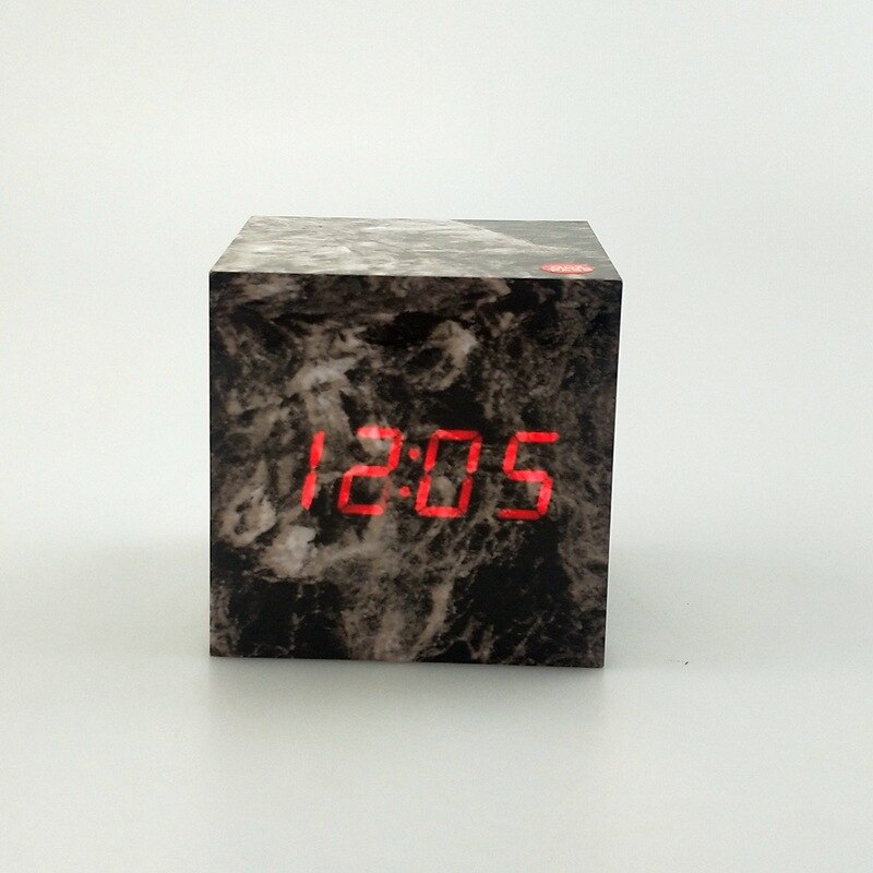 Rechteck Marmor aufbringen Digital Holz LED Temperatur Wecker Holz retro glühen Uhr Schreibtisch Tabelle Dekor Schreibtisch Werkzeuge: D