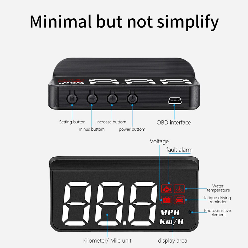 Digital Electronic Auto Accessories Car Head Up Display M3 OBD2 HUD Multifunction Overspeed ​​​​Warning Windshield Projector