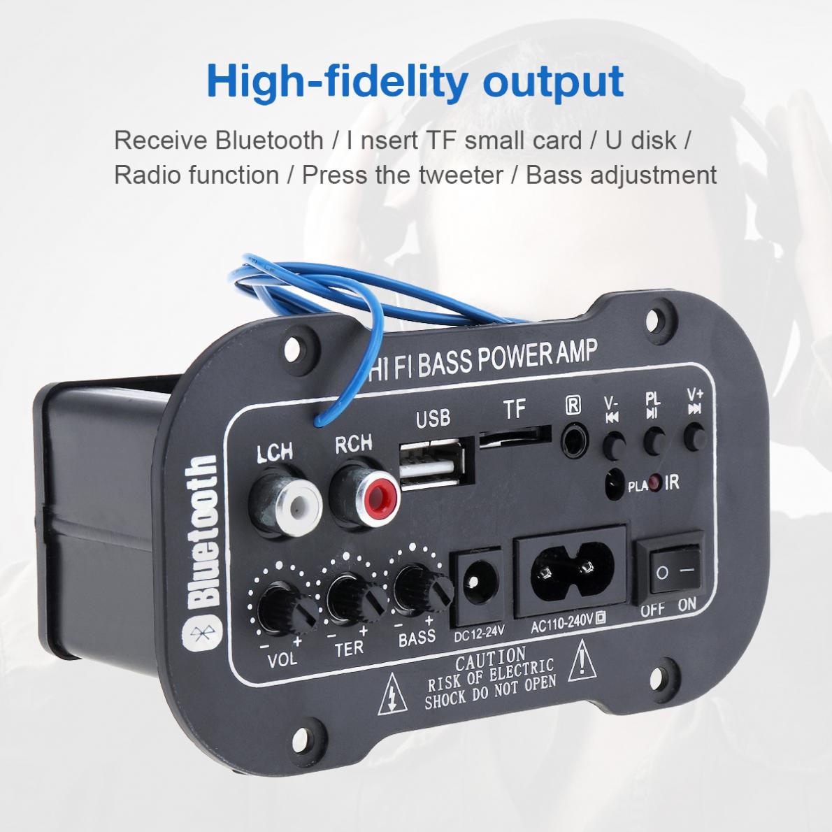 HIFI Bluetooth Car Audio Power Amplifier 5 Inch 25W FM Stereo Radio Digital Player Sound Amplifier Support SD USB DVD MP3 Input