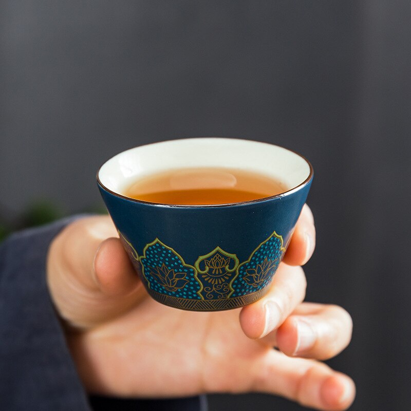 Kinesisk kung fu teset keramisk bärbar tekanna set utomhus resor gaiwan te koppar te ceremoni tekopp drinkware fin