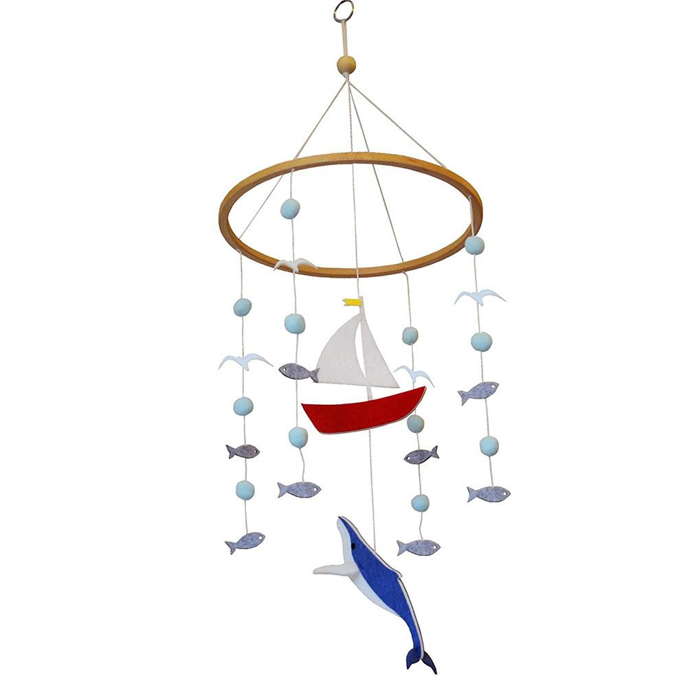 Berceau de bébé Mobile baleine voilier océan bébé douche pépinière décoration fait main tissu trois dimensions ornement
