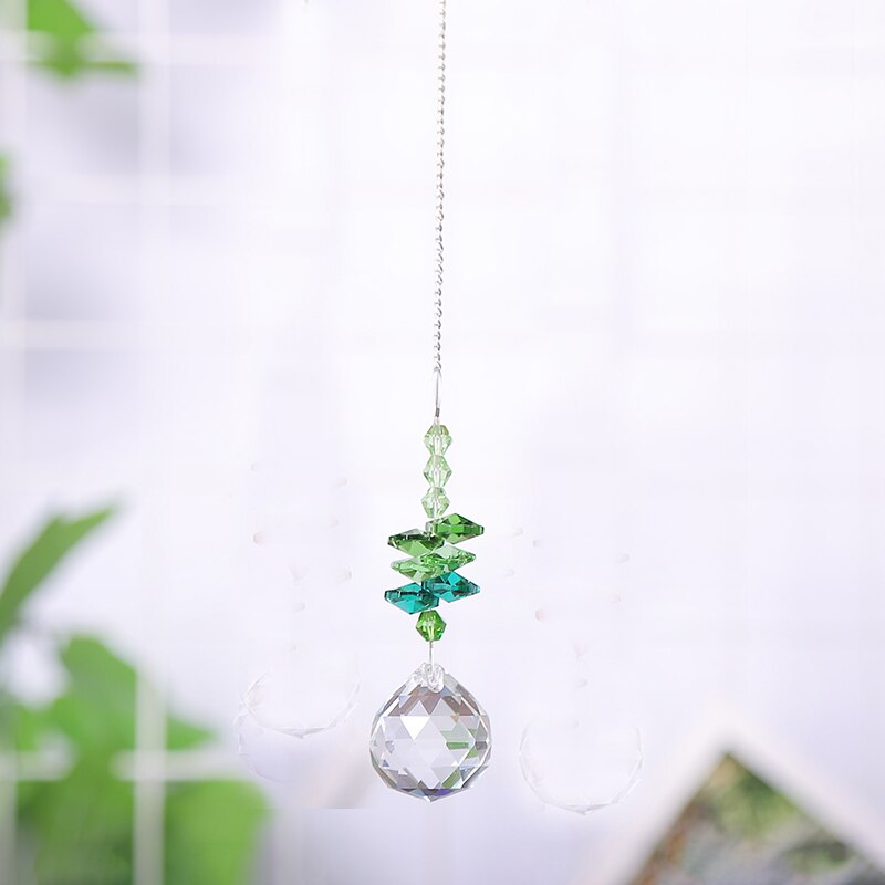 1PCS Hanging Crystal Ball Suncatcher Prisms Rainbow Pendants Wedding Garden Decoration: 40mm Ball / green