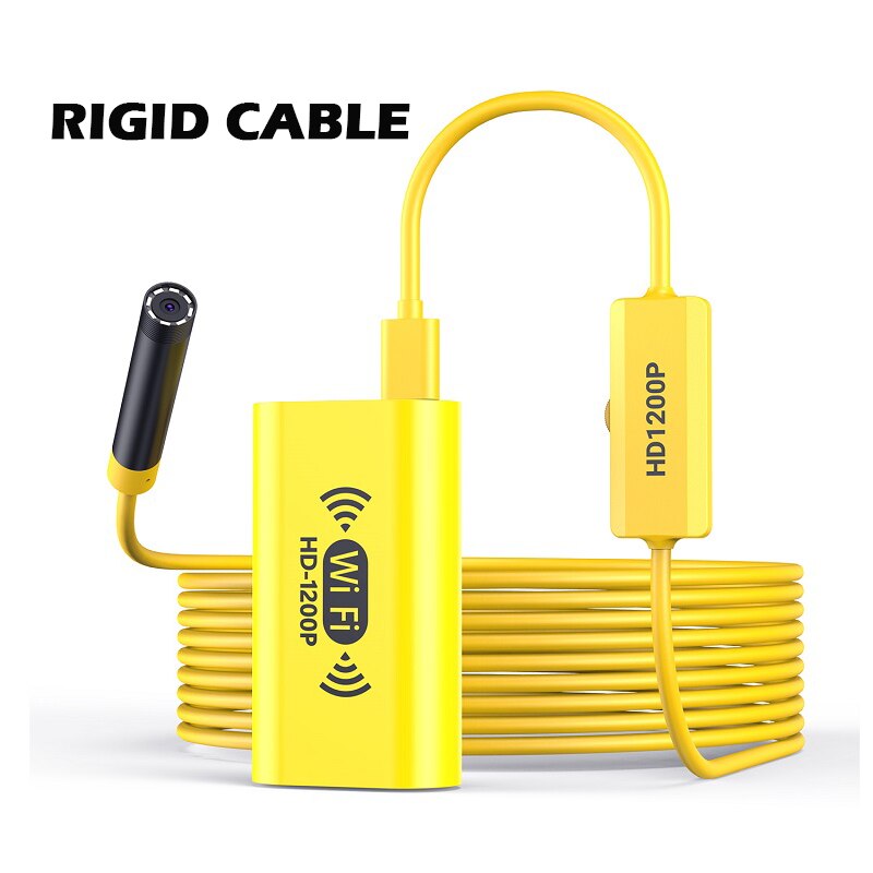 F130 Wifi Endoscoop Camera HD1200P 8Mm Soft & Stijve Kabel 8 Leds Draadloze Endoscopio Inspectie Borescope Voor Android Iphone pc: 3.5 M / Yellow Rigid Cable